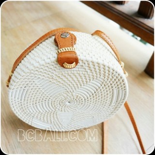 rattan circle sling bags knitted embroidery handmade